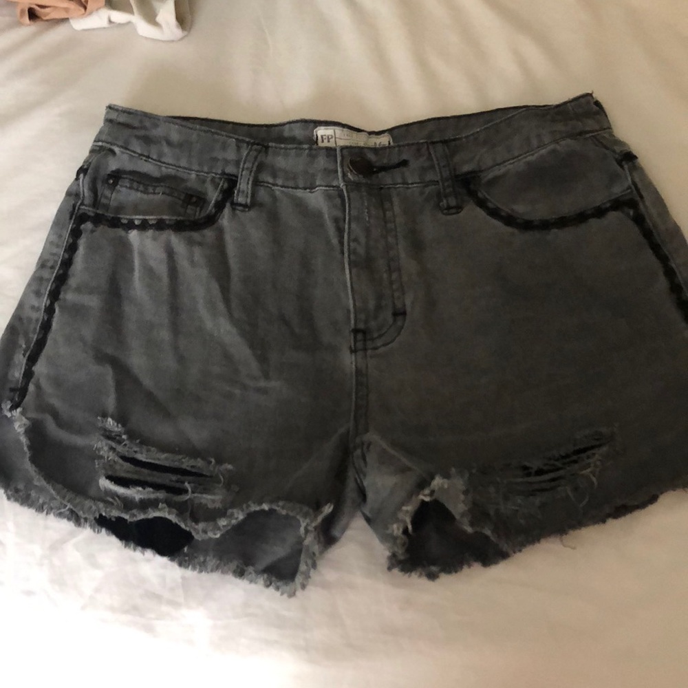 Free People black jean shorts